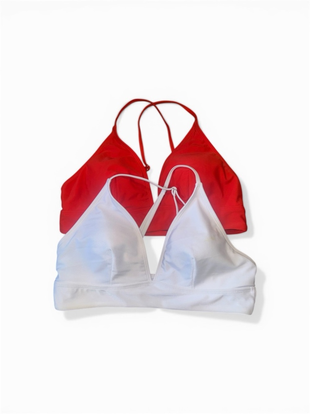 Red and White Triangle Bikini tops